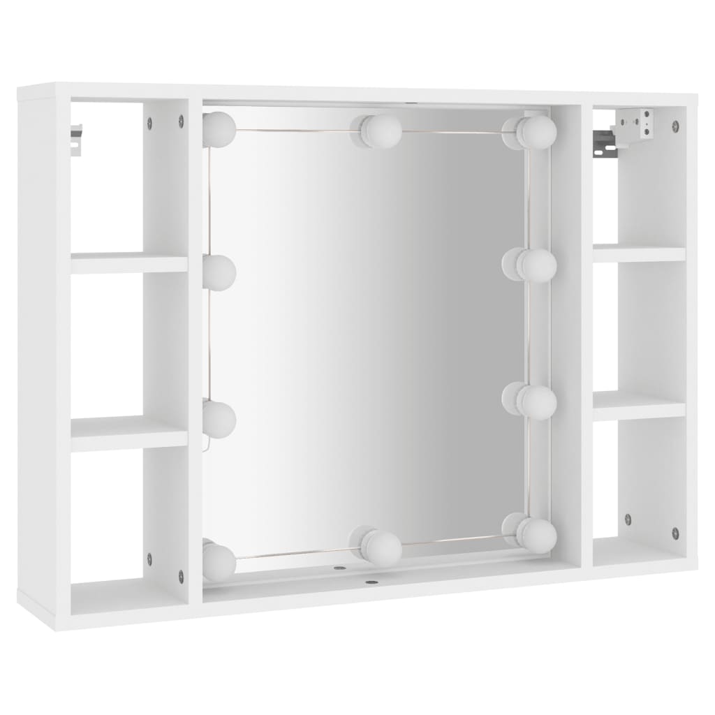vidaXL Mirror Cabinet with LED White 76x15x55 cm