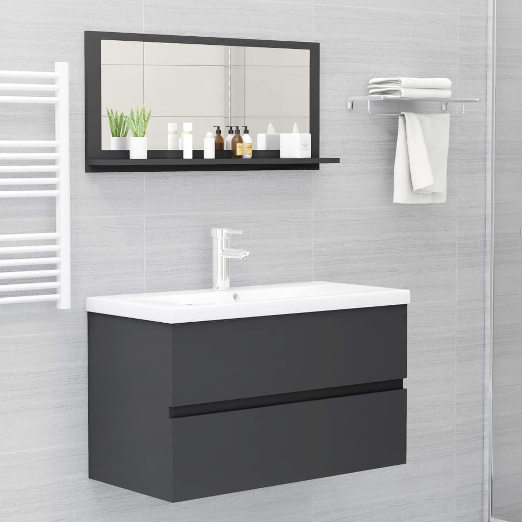 vidaXL Bathroom Mirror Grey 80x10.5x37 cm Engineered Wood