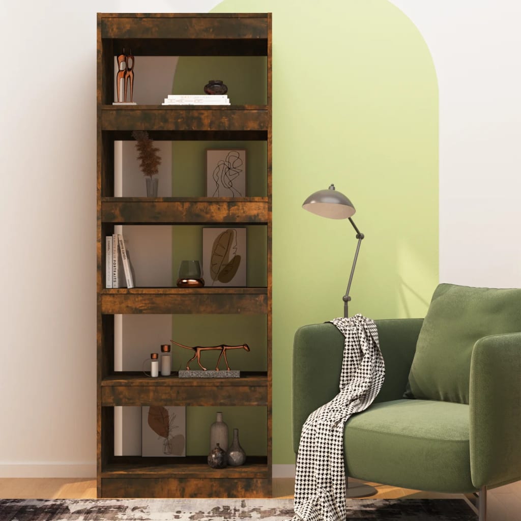 vidaXL Book Cabinet/Room Divider Smoked Oak 60x30x166 cm Engineered Wood