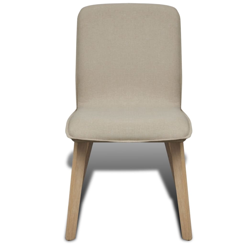 Oak Indoor Fabric Dining Chair Set 6 pcs Beige