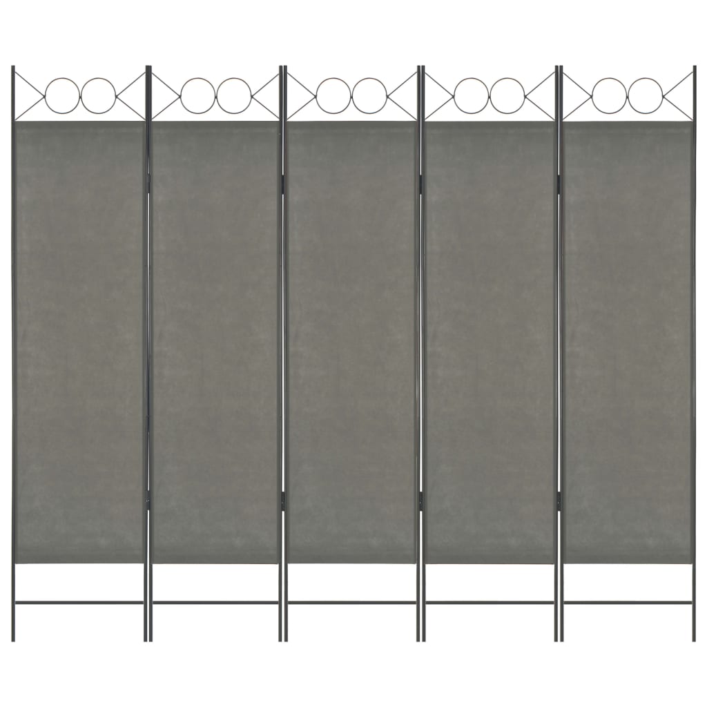 vidaXL 5-Panel Room Divider Anthracite 200x180 cm