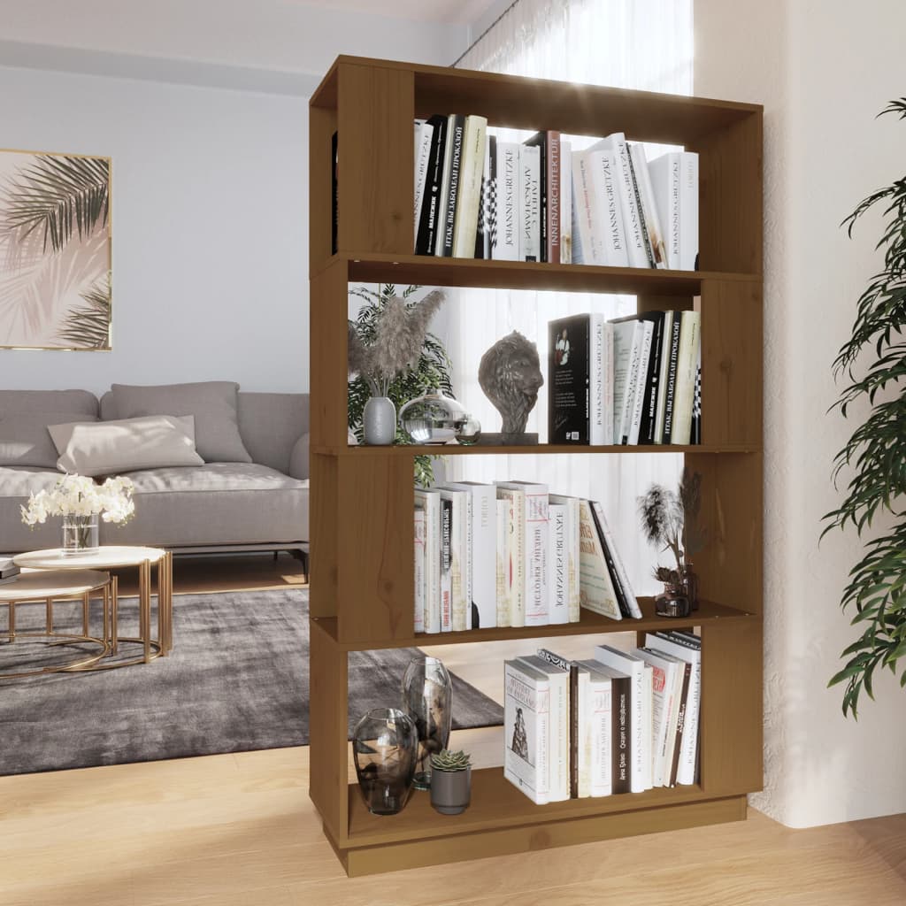 vidaXL Book Cabinet/Room Divider Honey Brown 80x25x132 cm Solid Wood