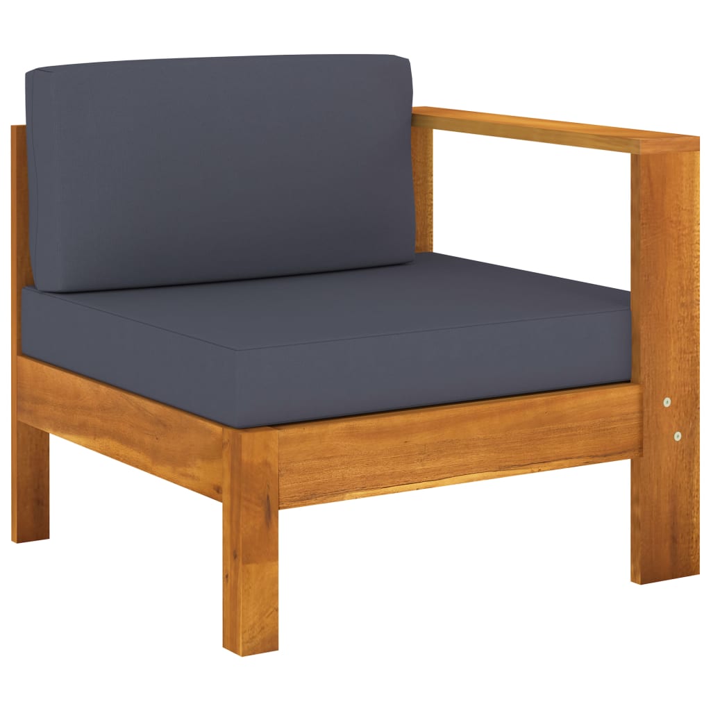 vidaXL 10 Piece Garden Lounge Set with Dark Grey Cushions Acacia Wood