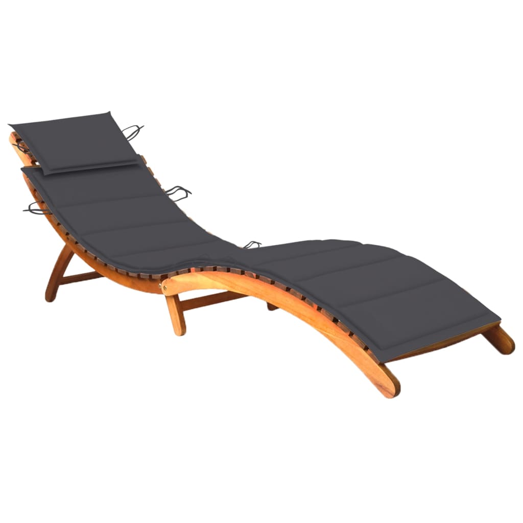 vidaXL Garden Sun Lounger with Cushion Solid Wood Acacia