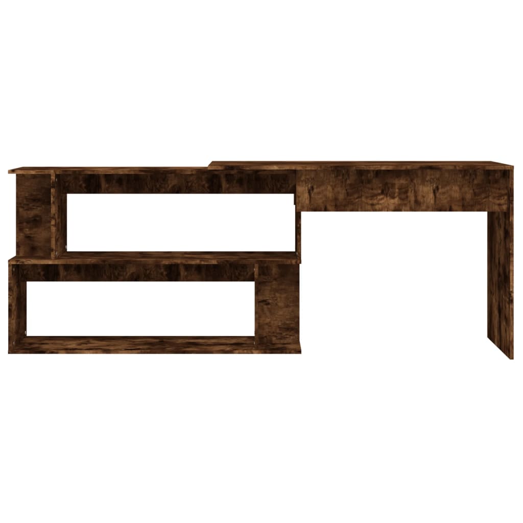 vidaXL Corner Desk Smoked Oak 200x50x76 cm Engineered Wood