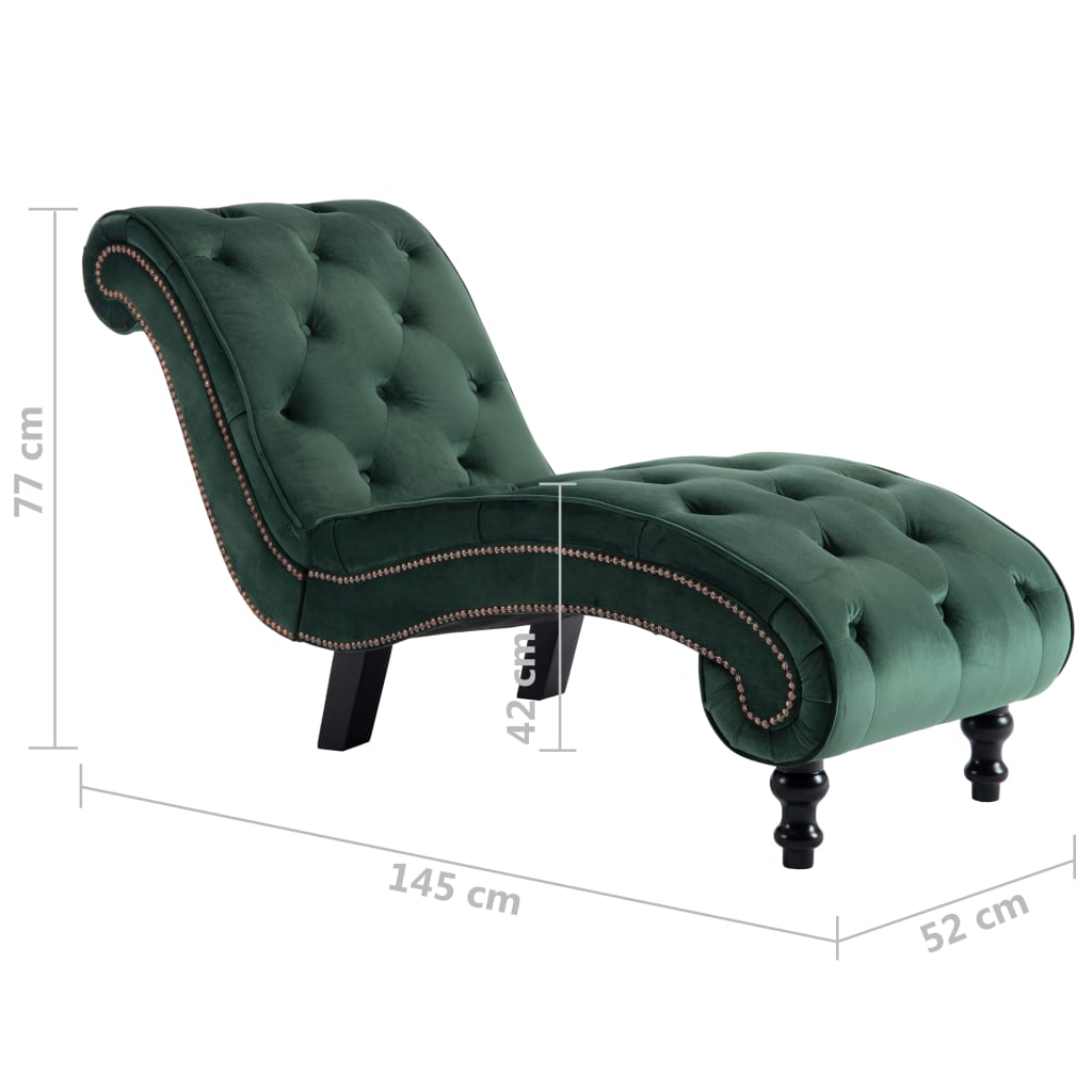 vidaXL Chaise Lounge Green Velvet