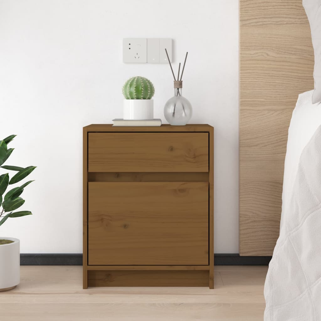 vidaXL Bedside Cabinet Honey Brown 40x31x50 cm Solid Pinewood