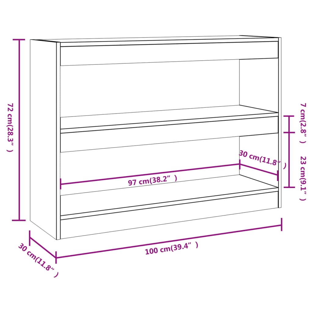 vidaXL Book Cabinet/Room Divider Sonoma Oak 100x30x72 cm