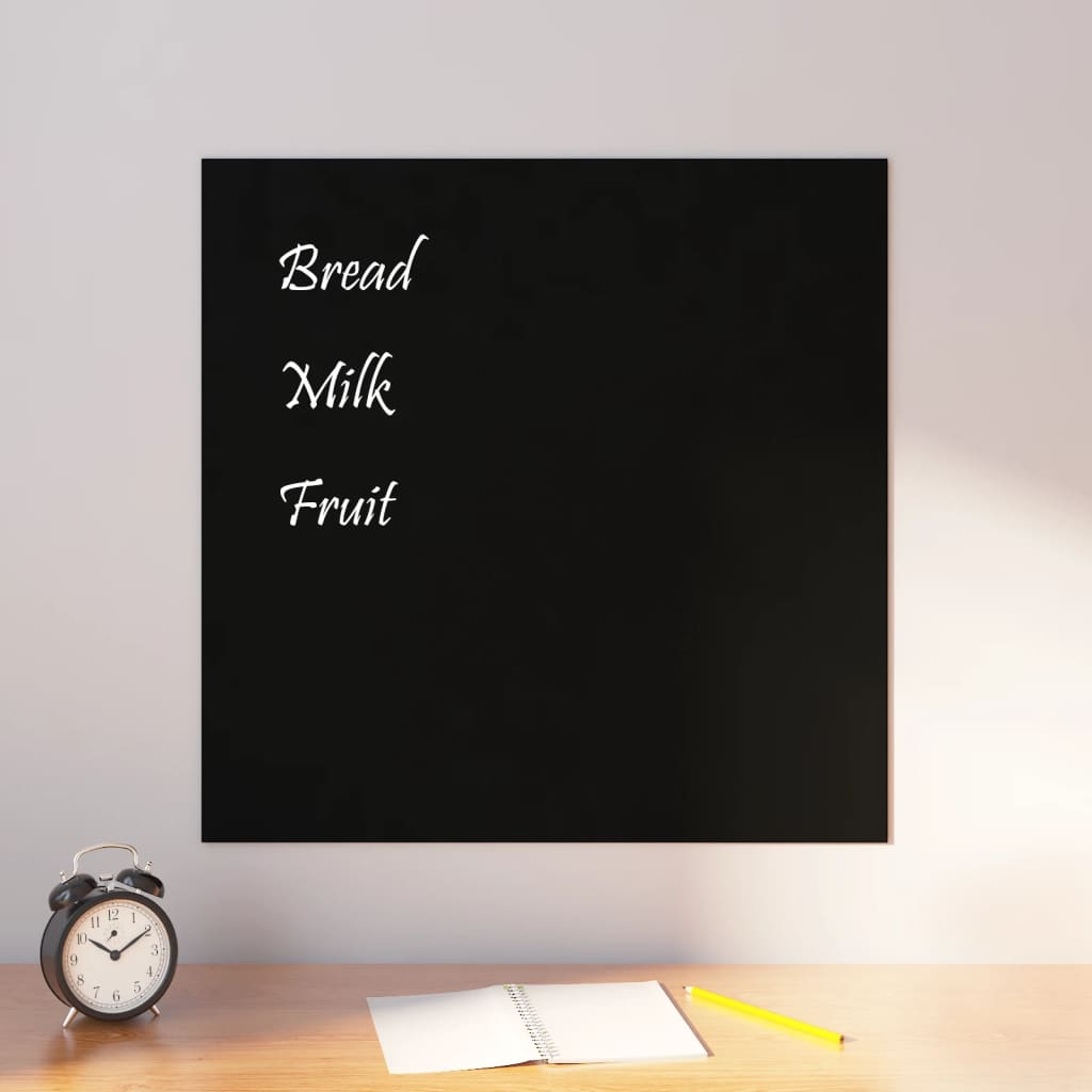 vidaXL Wall-mounted Magnetic Board Black 60x60 cm Tempered Glass