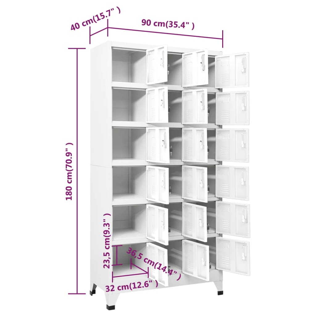 vidaXL Locker Cabinet with 18 Compartments Metal 90x40x180 cm