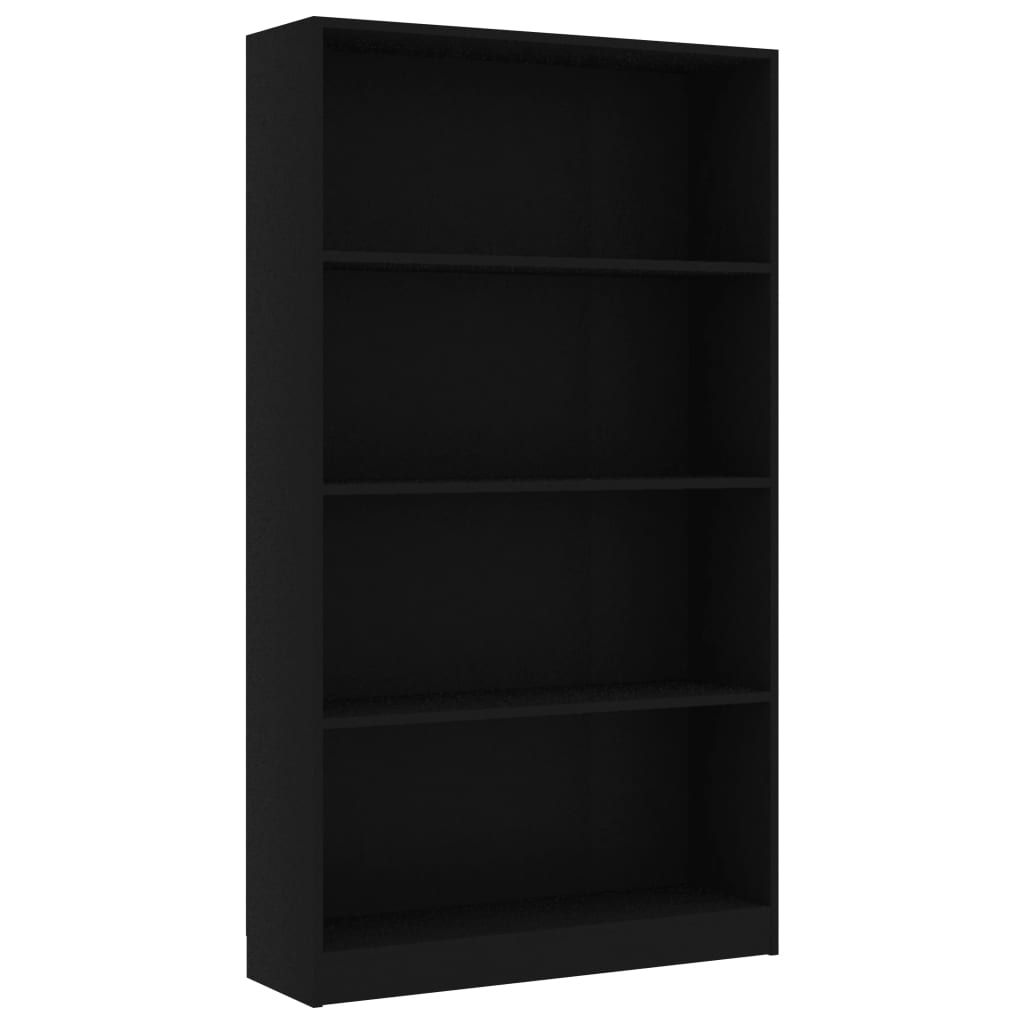 vidaXL 4-Tier Book Cabinet Black 80x24x142 cm Engineered Wood