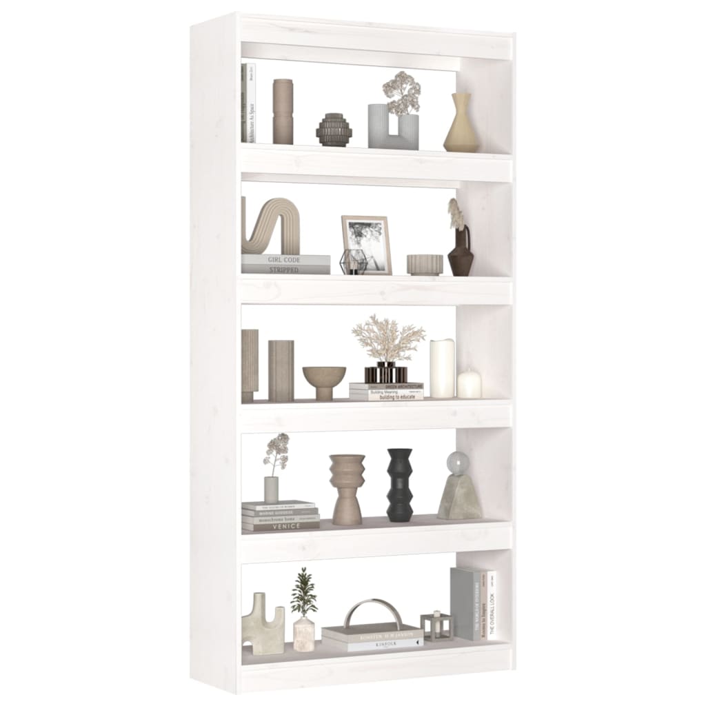 vidaXL Book Cabinet/Room Divider White 80x30x167.4 cm Solid Wood Pine