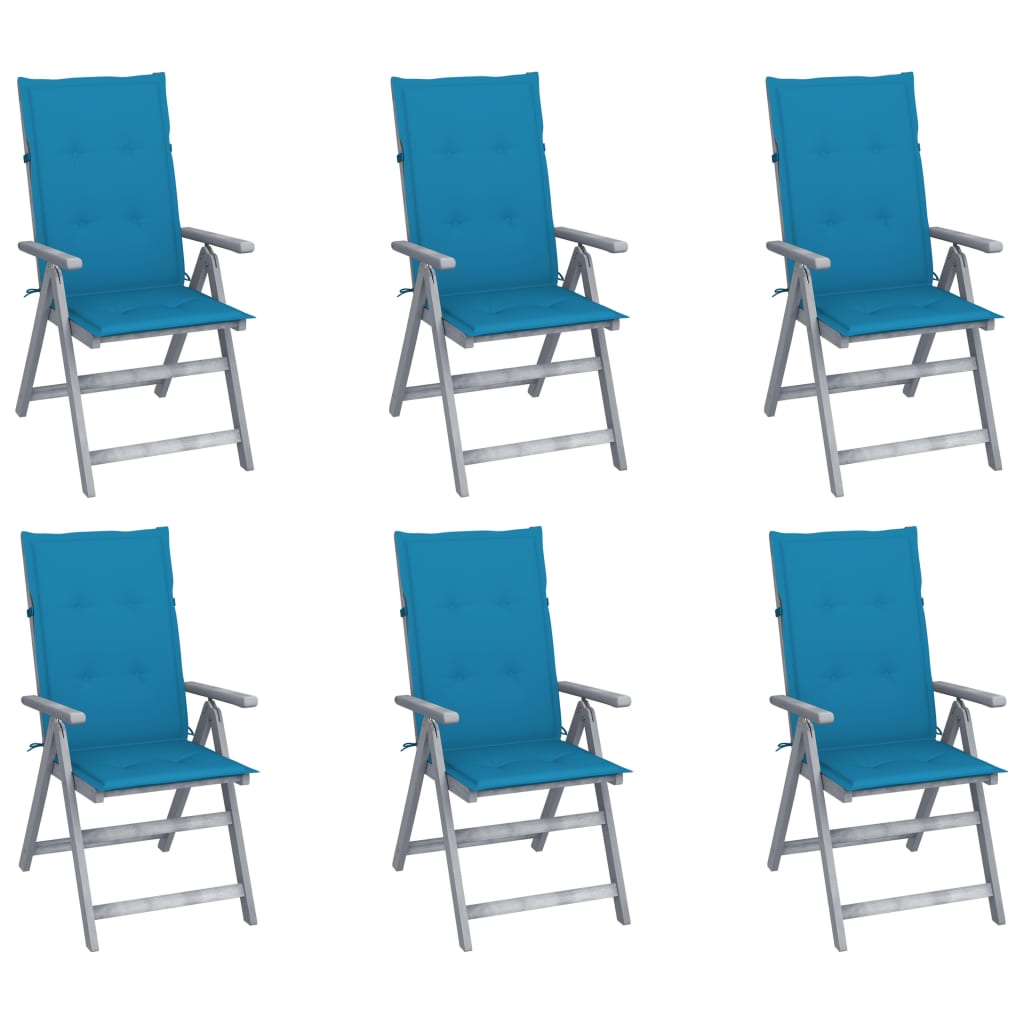 vidaXL Garden Reclining Chairs 6 pcs with Cushions Solid Acacia Wood