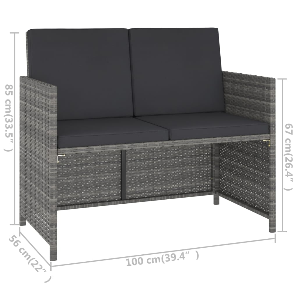 vidaXL 6 Piece Outdoor Dining Set with Cushions Poly Rattan Grey