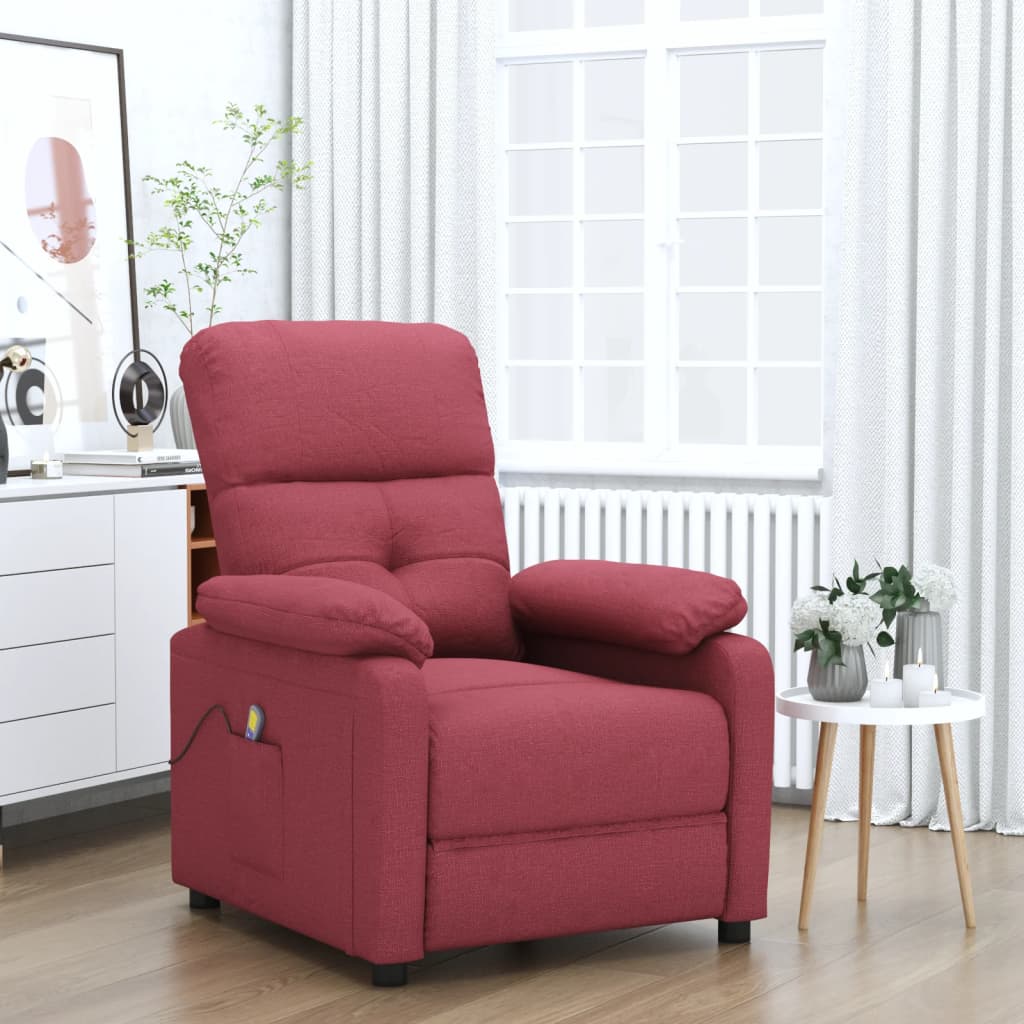 vidaXL Massage Chair Wine Red Fabric