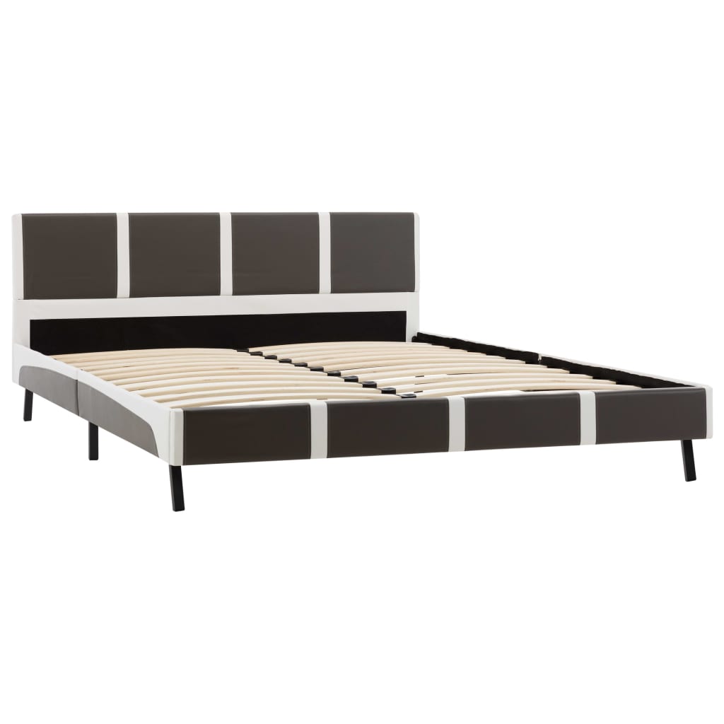 vidaXL Bed Frame Grey and White Faux Leather 137x187 cm Double Size