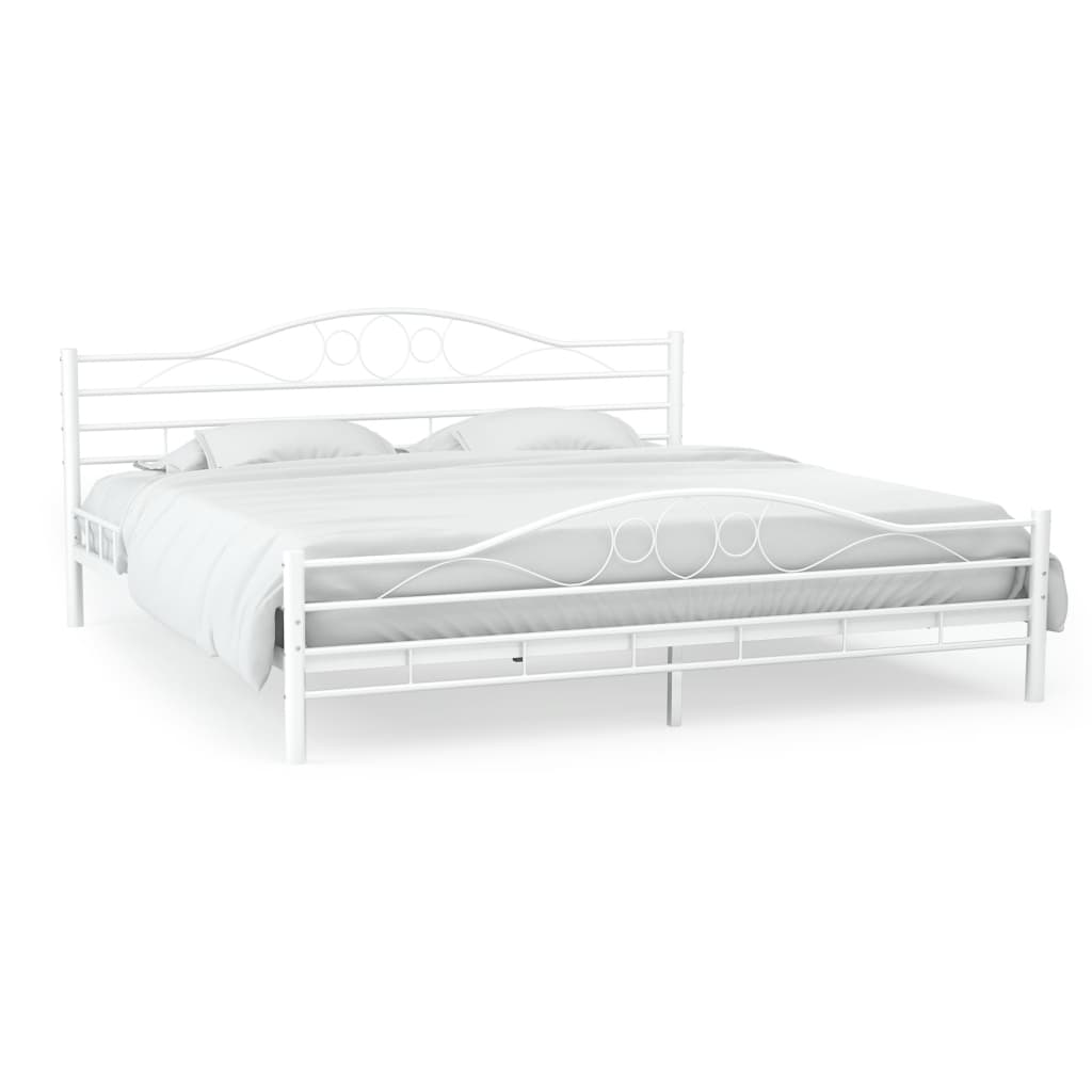vidaXL Bed Frame White Metal 153x203 cm Queen Size