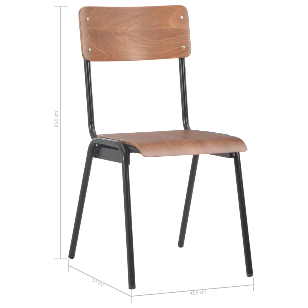 vidaXL Dining Chairs 2 pcs Brown Solid Plywood Steel