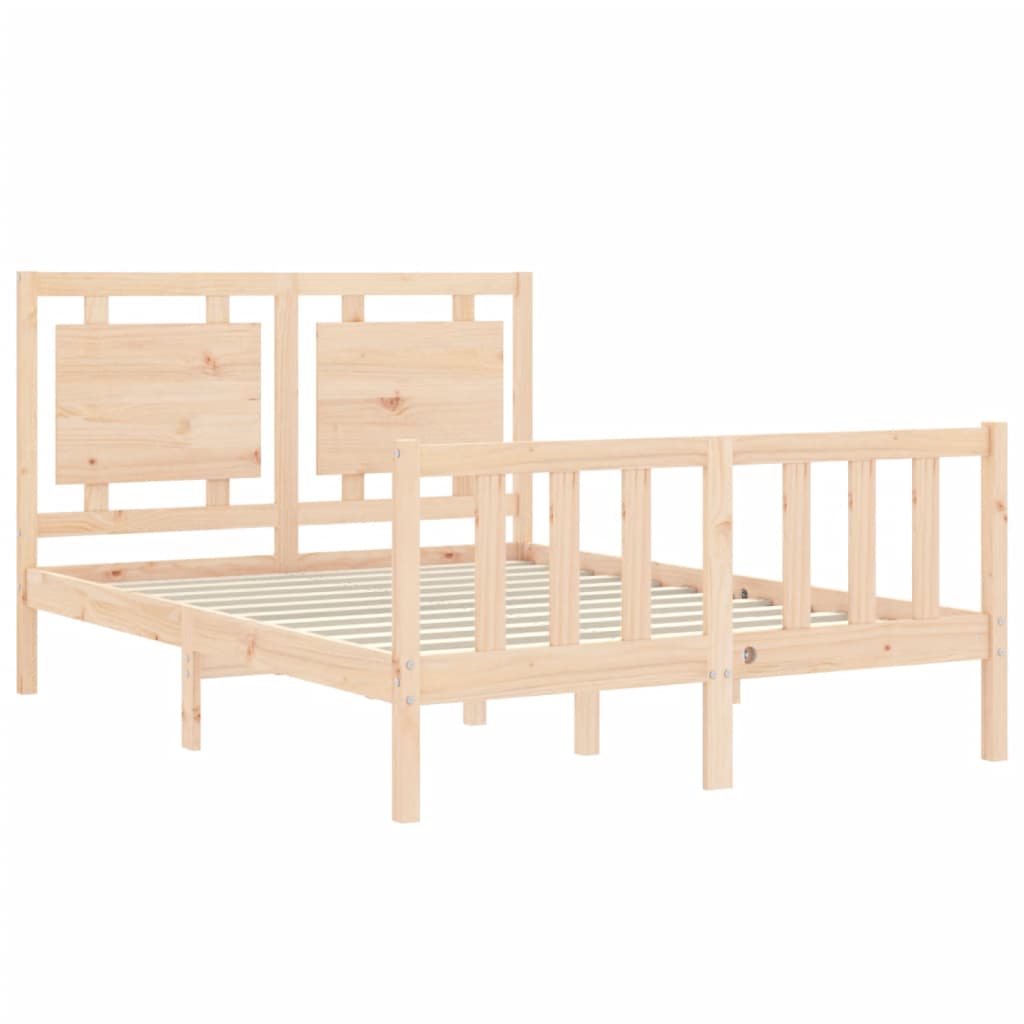 vidaXL Bed Frame with Headboard Double Solid Wood