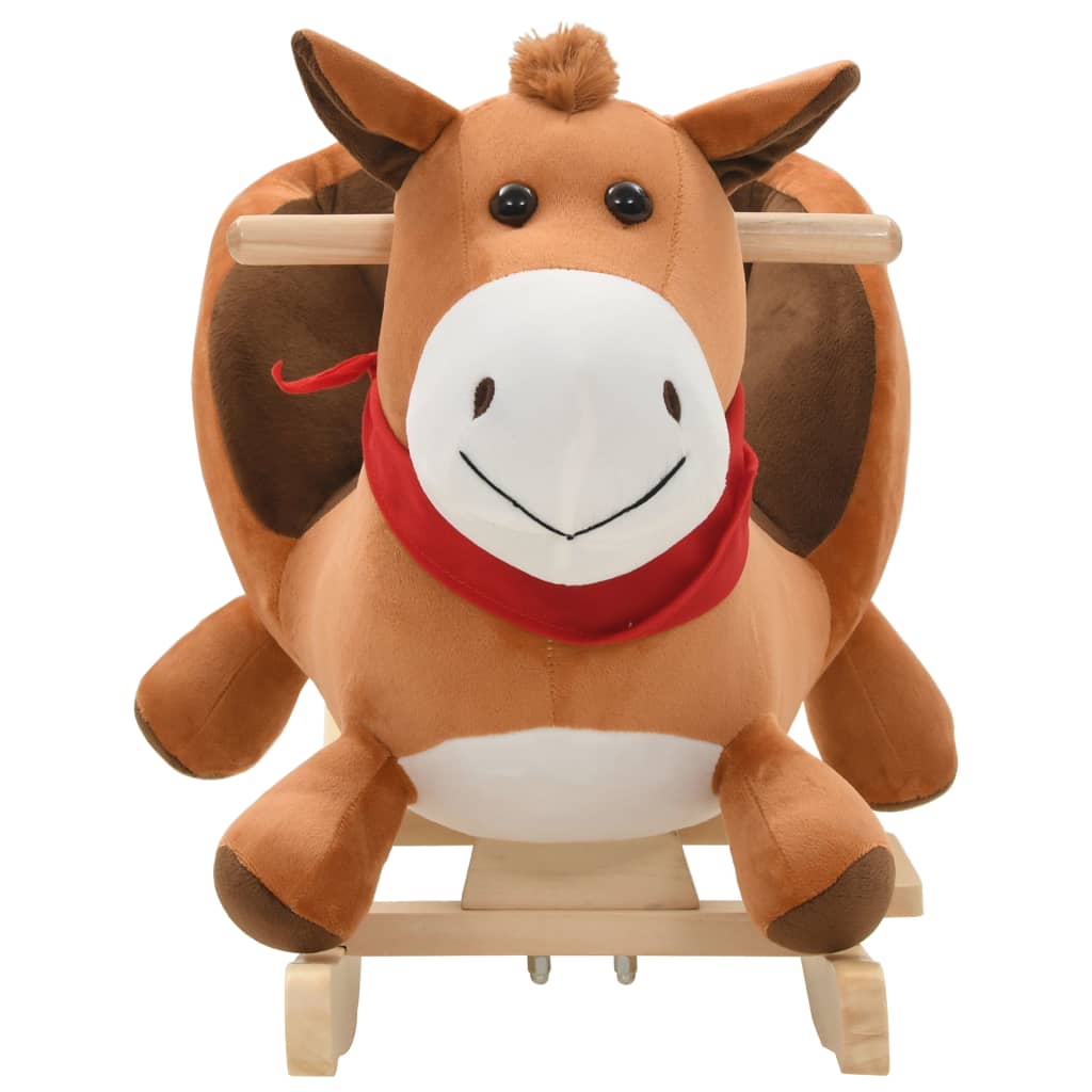 vidaXL Rocking Animal Horse with Backrest Plush 60x32x50 cm Brown
