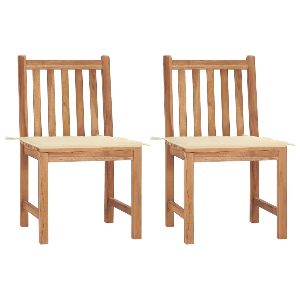 vidaXL Garden Chairs 2 pcs with Cushions Solid Teak Wood