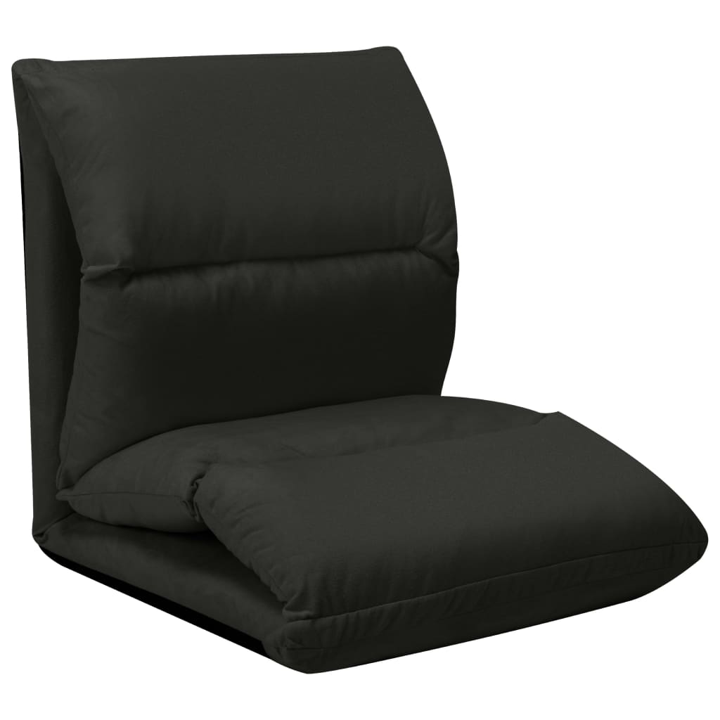 vidaXL Folding Floor Chair Black Microfibre