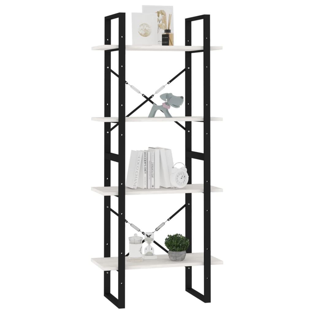 vidaXL 4-Tier Book Cabinet White 60x30x140 cm Solid Pine Wood