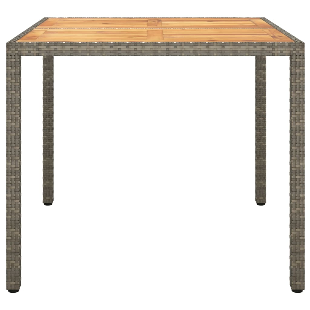 vidaXL Garden Table 90x90x75 cm Poly Rattan and Acacia Wood Grey