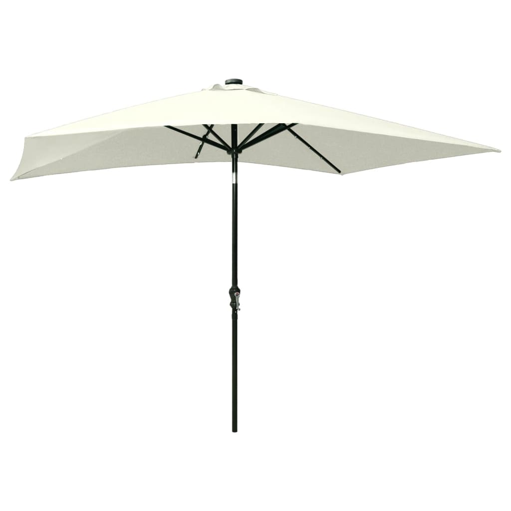 vidaXL Parasol with LEDs and Steel Pole Sand 2x3 m