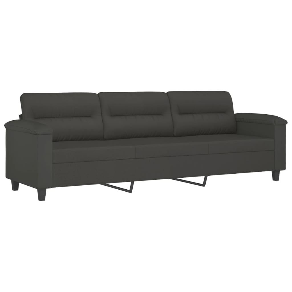 vidaXL 4 Piece Sofa Set with Pillows Dark Grey Microfibre Fabric