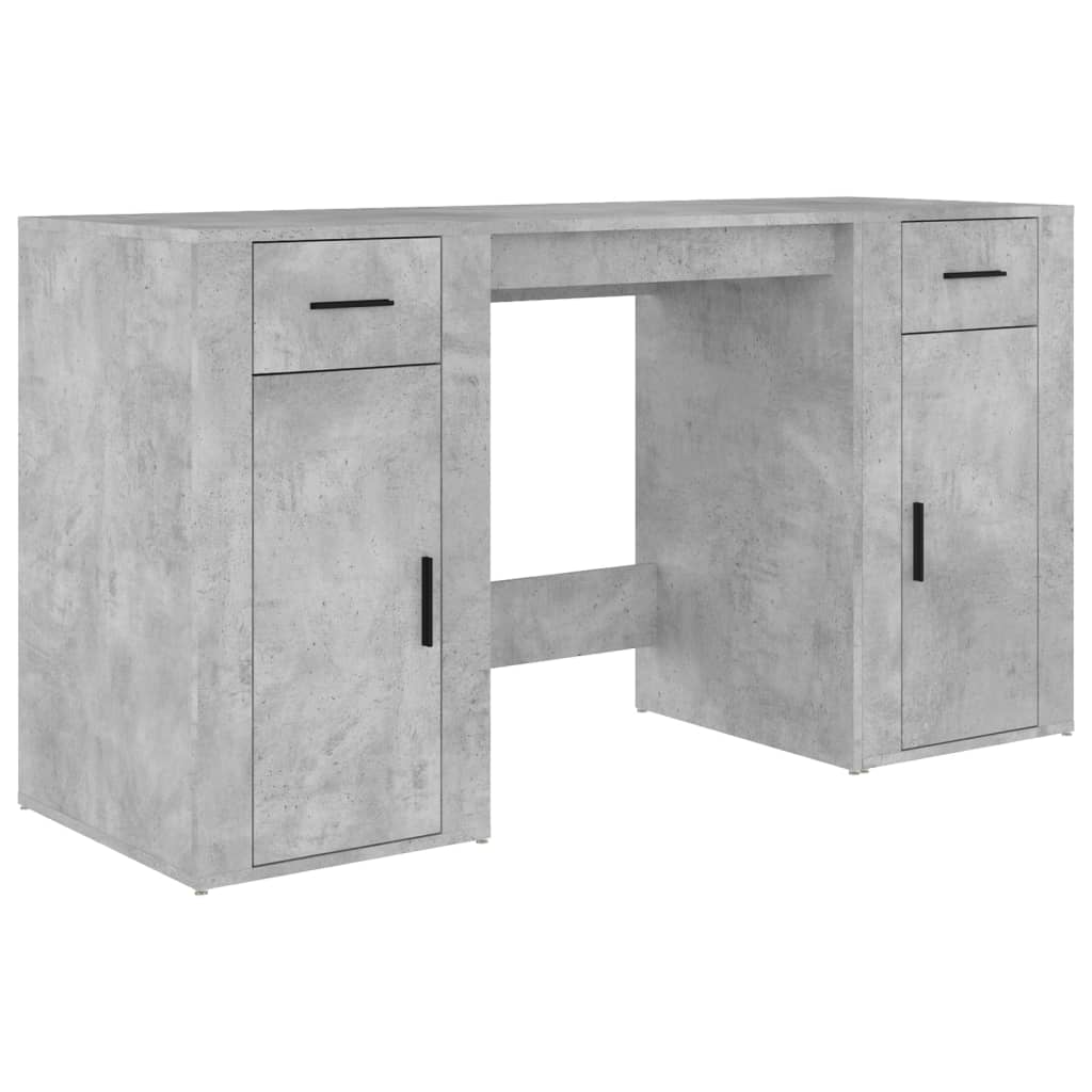 vidaXL Desk with Cabinet Concrete Grey Engineered Wood