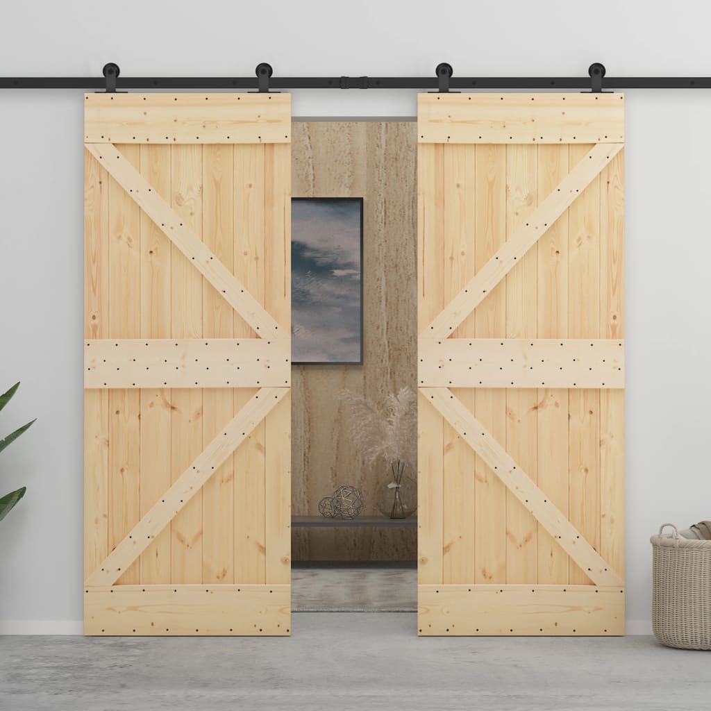 vidaXL Sliding Door with Hardware Set 100x210 cm Solid Pine Wood