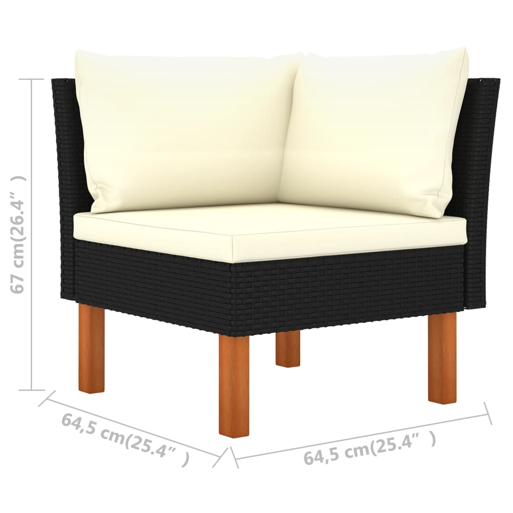 vidaXL 7 Piece Garden Lounge Set with Cushions Poly Rattan Black