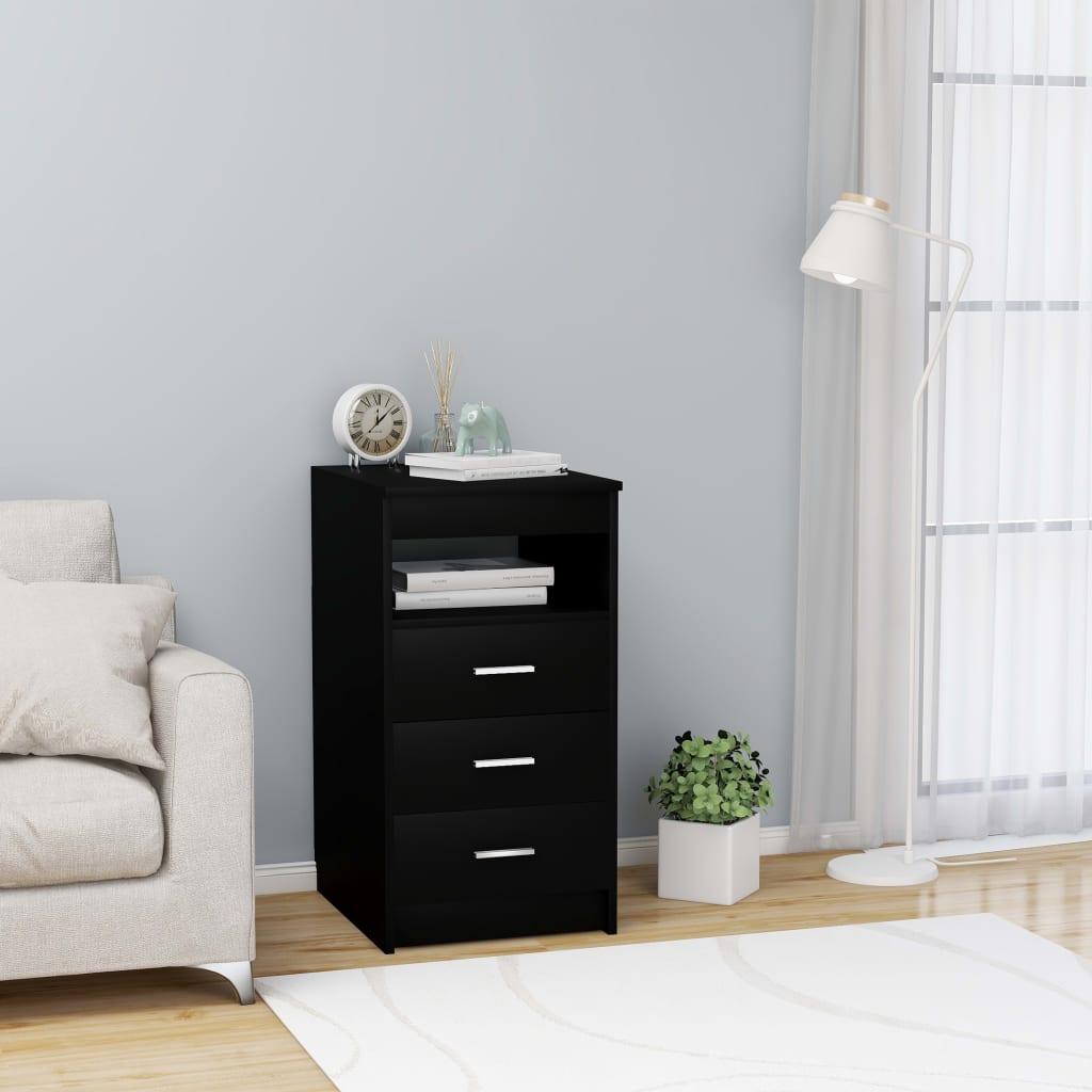 vidaXL Drawer Cabinet Black 40x50x76 cm Engineered Wood