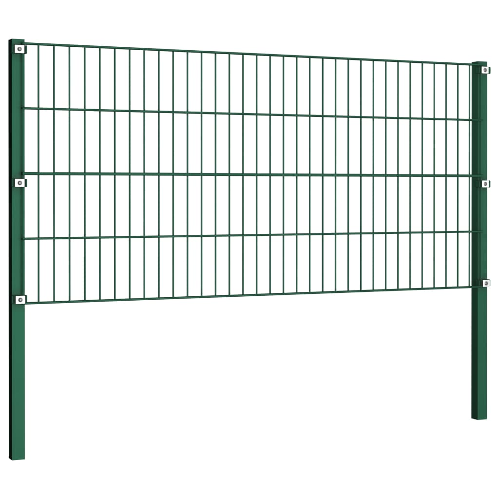 vidaXL Fence Panel with Posts Iron 6.8x0.8 m Green