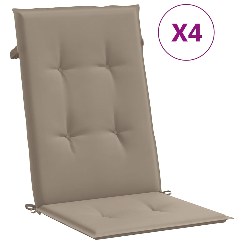 vidaXL Garden Highback Chair Cushions 4 pcs Taupe 120x50x3 cm Fabric