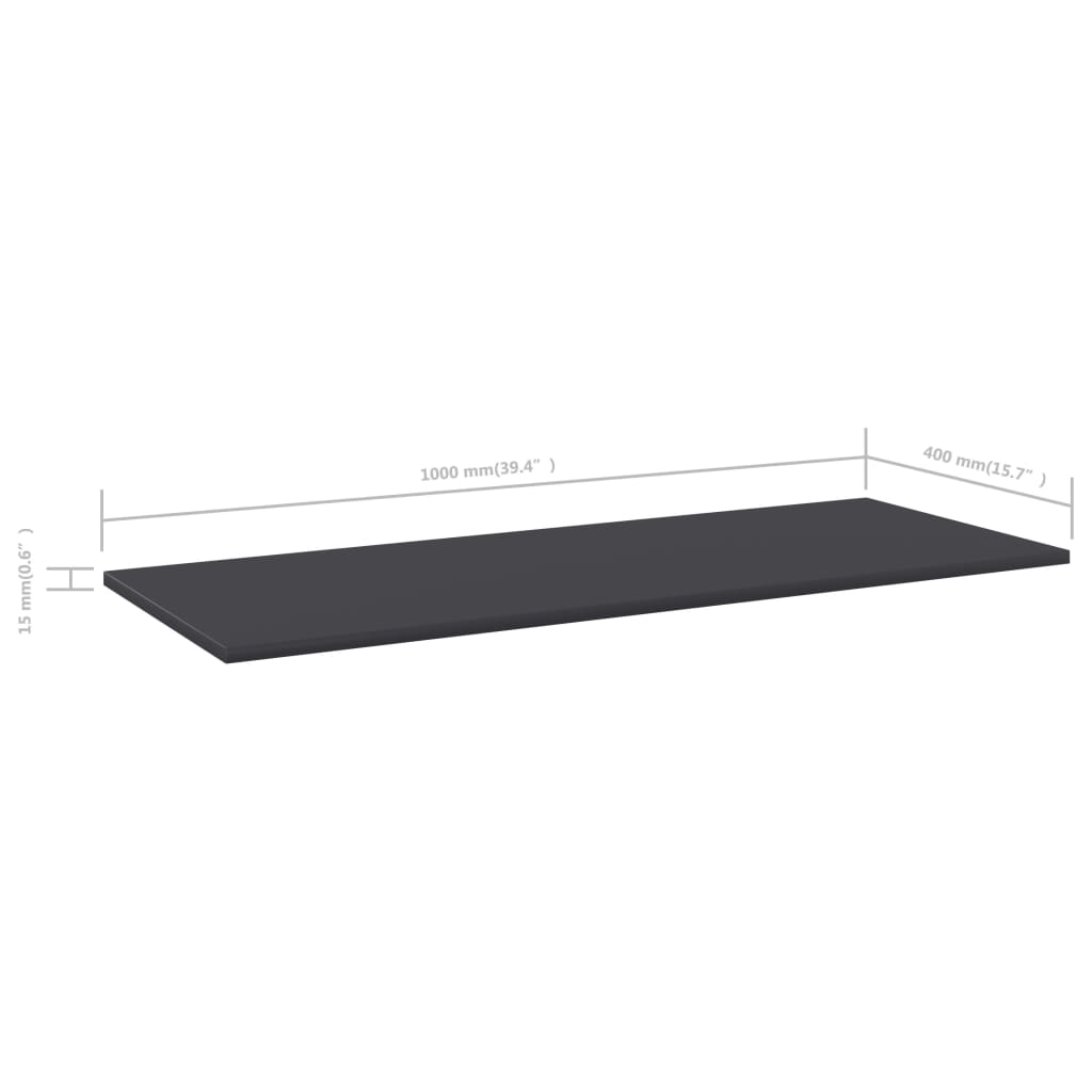 vidaXL Bookshelf Boards 4 pcs Grey 100x40x1.5 cm Engineered Wood