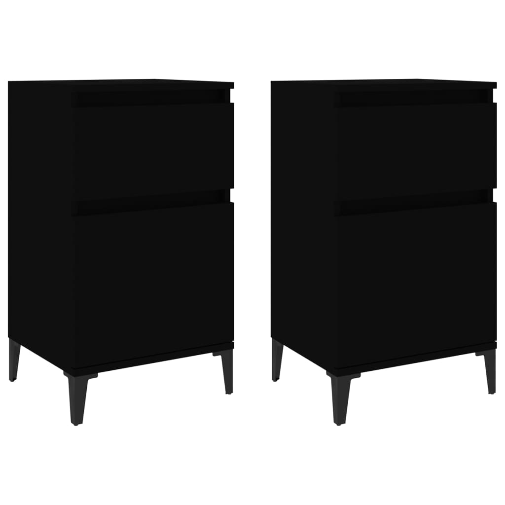 vidaXL Bedside Cabinets 2 pcs Black 40x35x70 cm