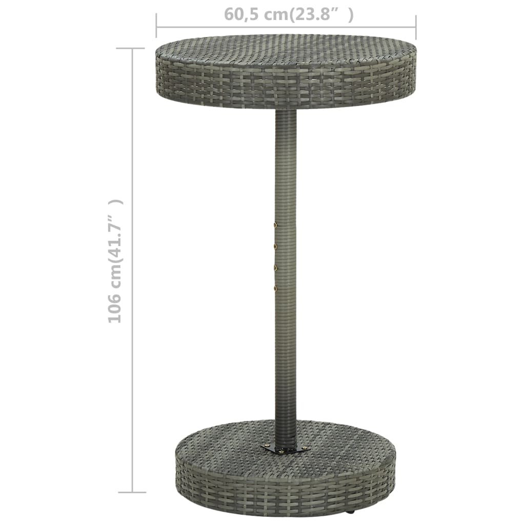vidaXL Garden Table Grey 60.5x106 cm Poly Rattan