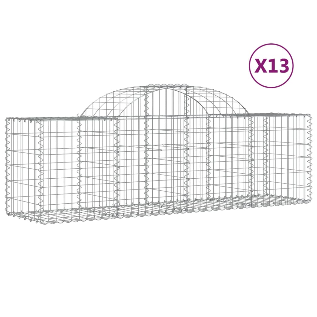 vidaXL Arched Gabion Baskets 13 pcs 200x50x60/80 cm Galvanised Iron