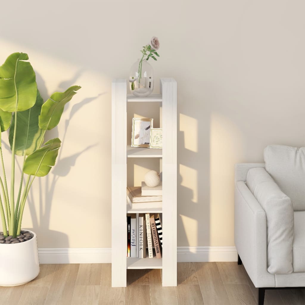 vidaXL Book Cabinet/Room Divider White 41x35x125 cm Solid Wood Pine