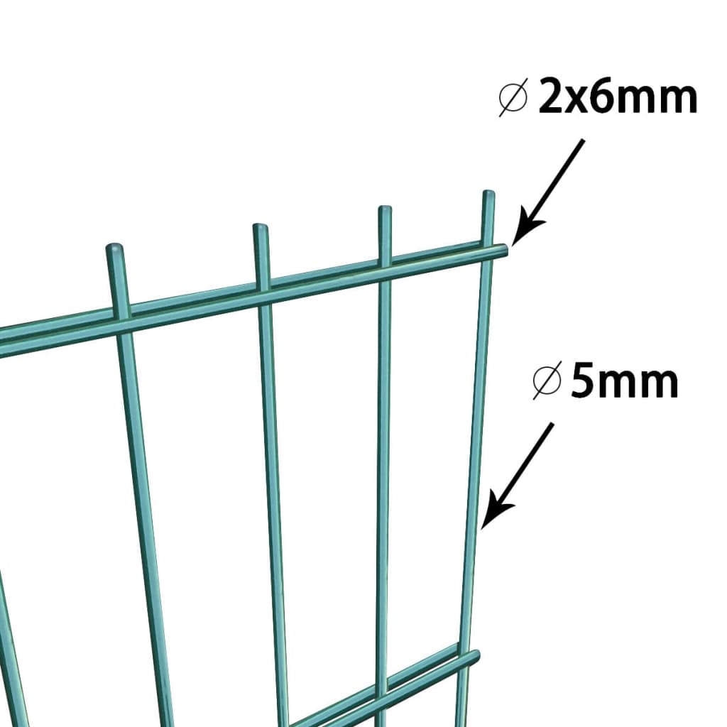 vidaXL Fence Panel with Posts Powder-coated Iron 6x0.8 m Green