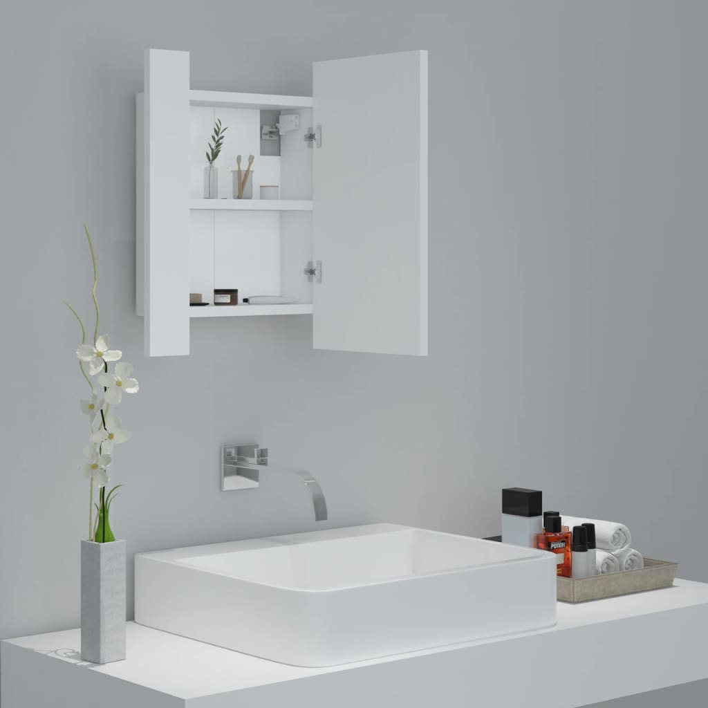vidaXL LED Bathroom Mirror Cabinet White 40x12x45 cm Acrylic