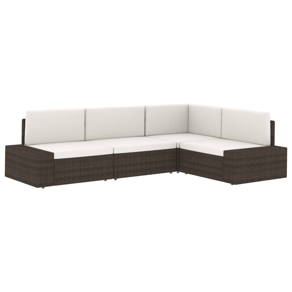 vidaXL Sectional Corner Sofa with Right Armrest Poly Rattan Grey