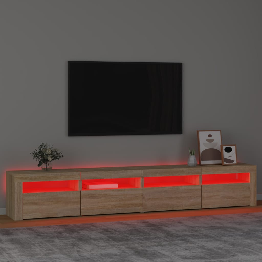 vidaXL TV Cabinet with LED Lights Sonoma Oak 240x35x40 cm