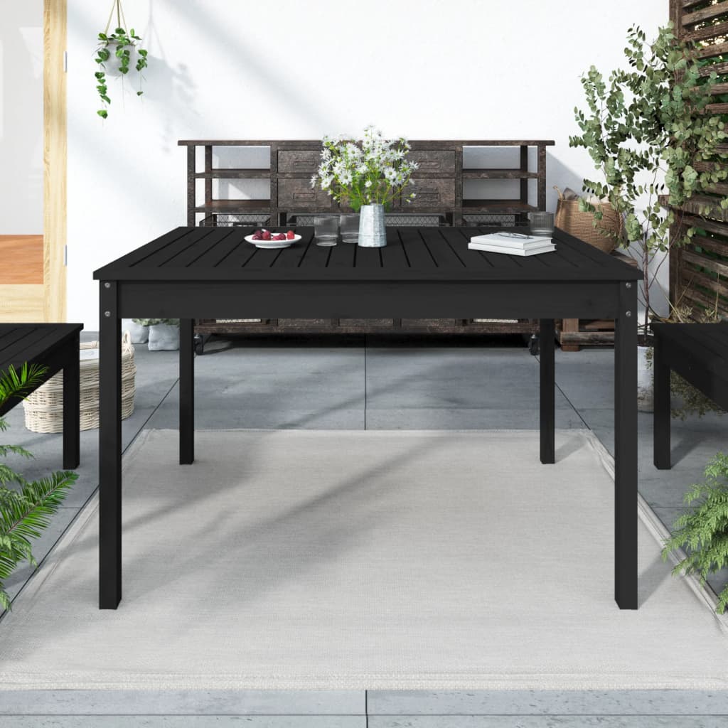 vidaXL Garden Table Black 121x82.5x76 cm Solid Wood Pine