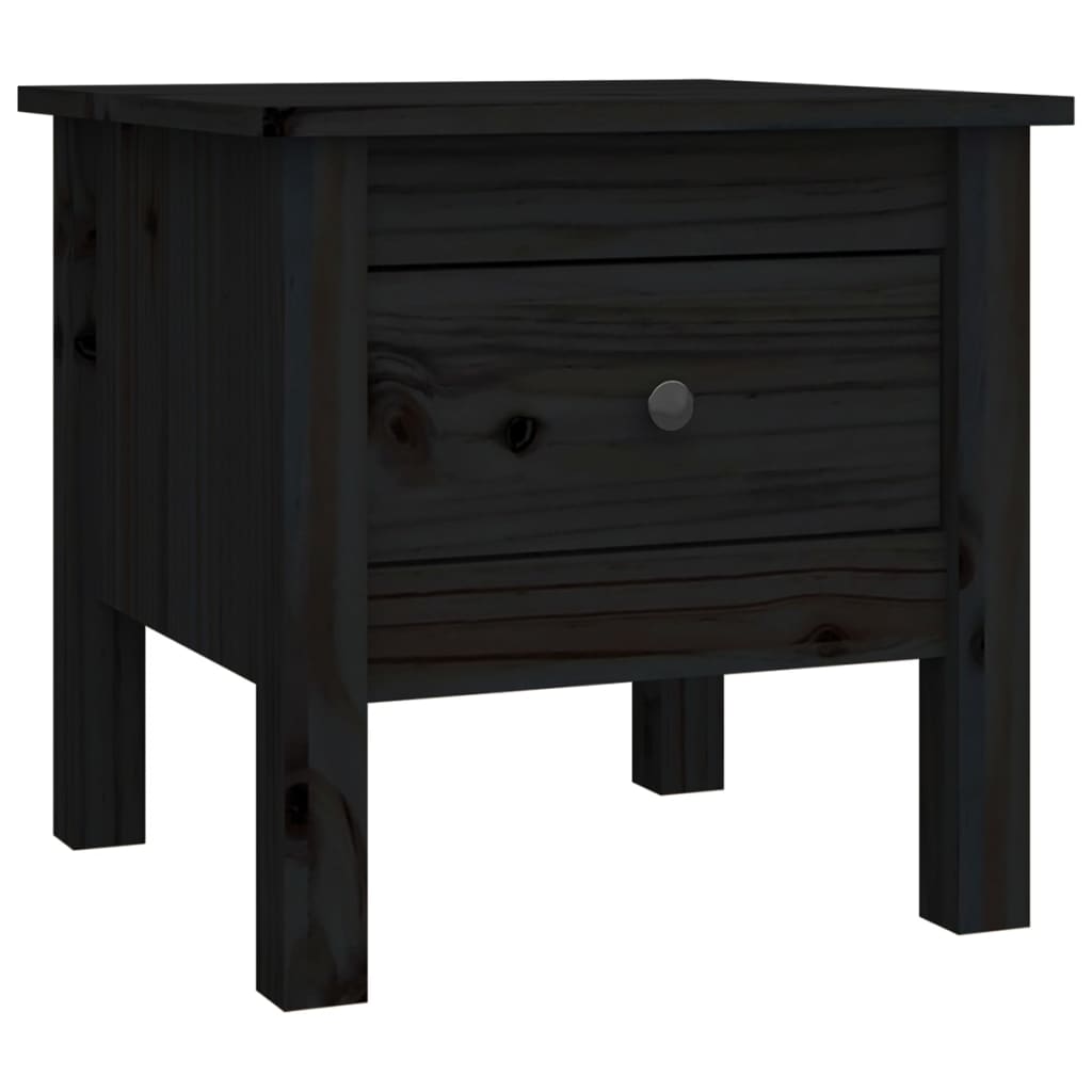 vidaXL Side Table Black 40x40x39 cm Solid Wood Pine