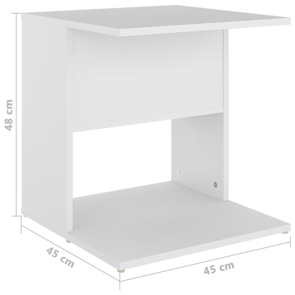 vidaXL Side Table White 45x45x48 cm Engineered Wood