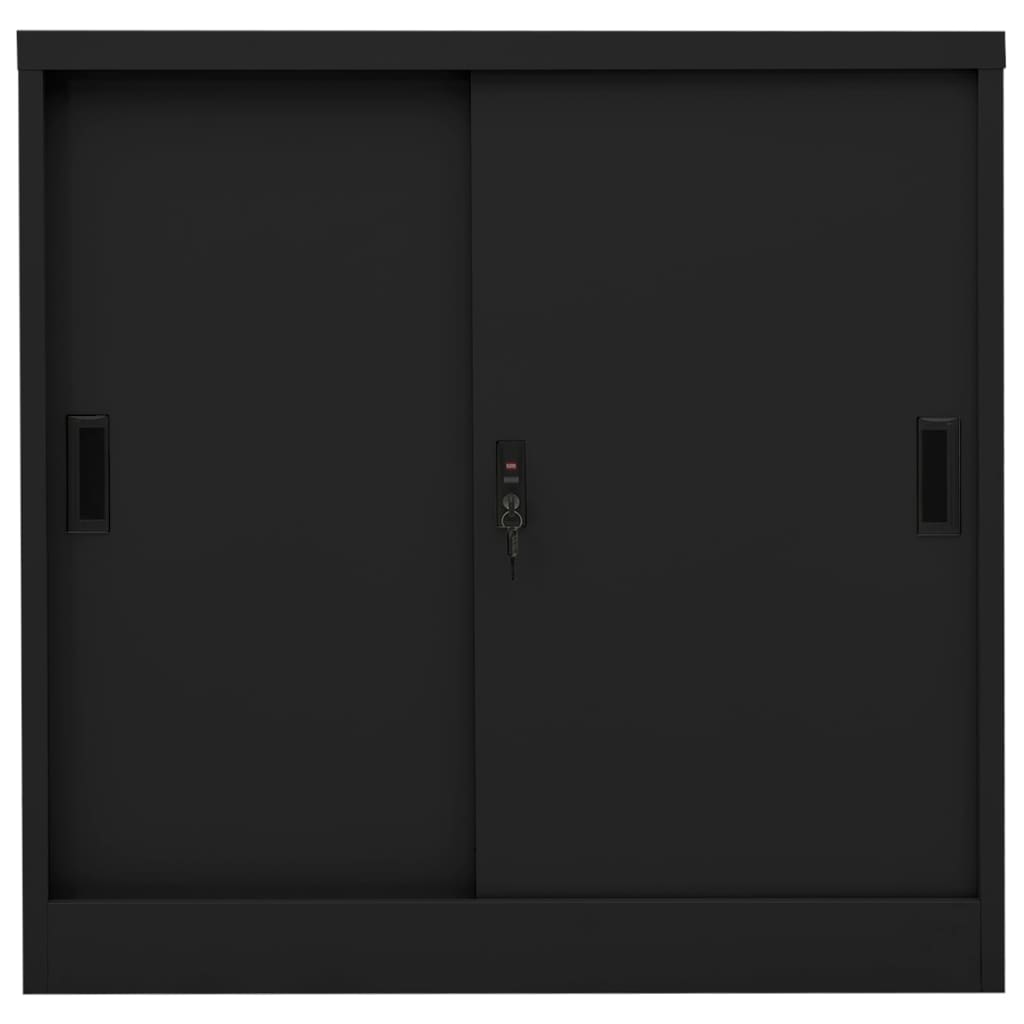 vidaXL Office Cabinet with Sliding Door Black 90x40x90 cm Steel