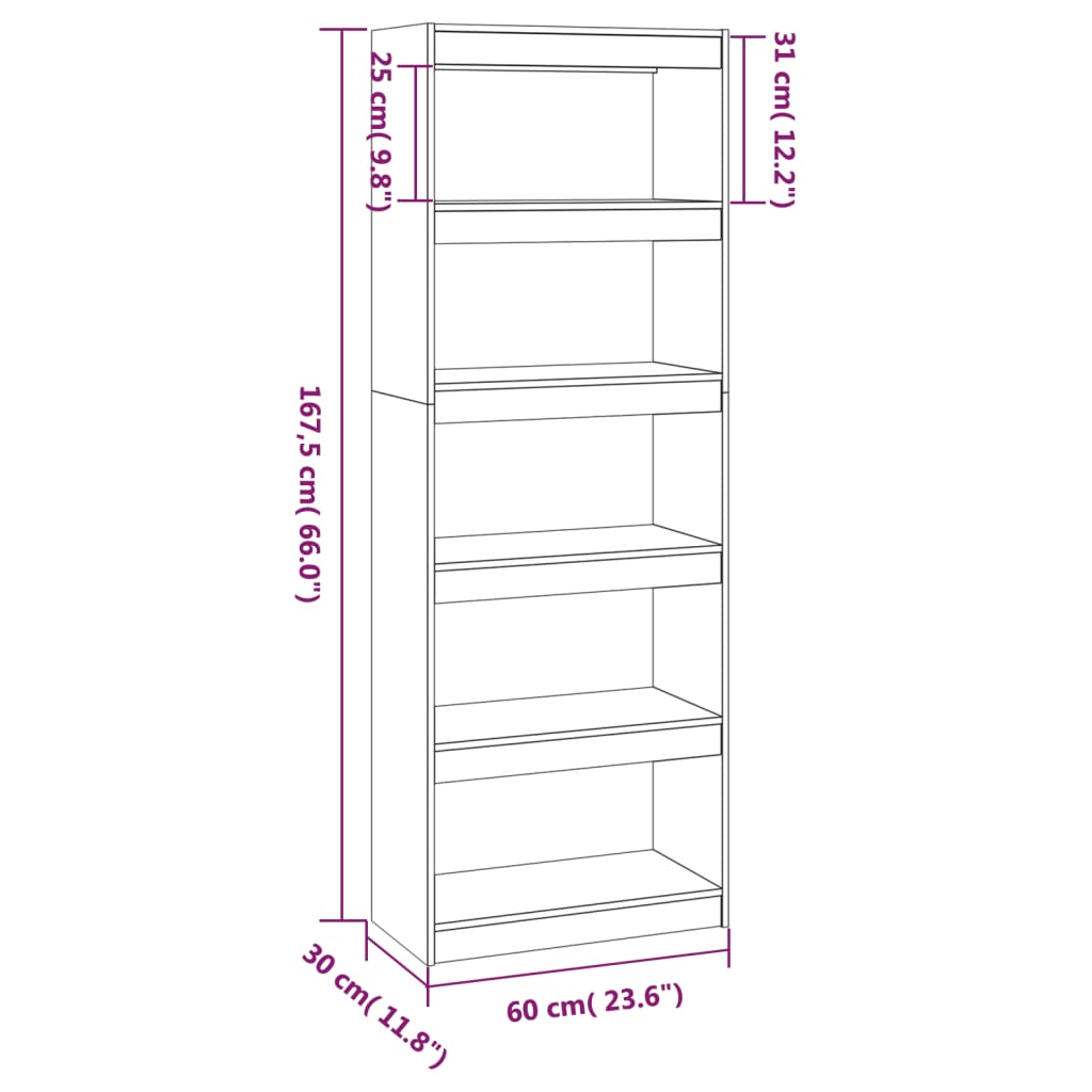 vidaXL Book Cabinet/Room Divider White 60x30x167.5 cm Solid Wood Pine